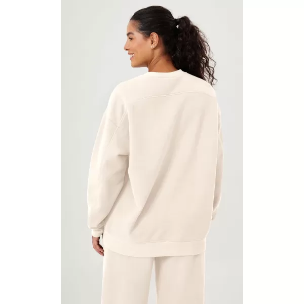 imageODODOS Womens Fleece Lined Oversized Sweatshirts Long Sleeve Crew Neck Pullover TopCream