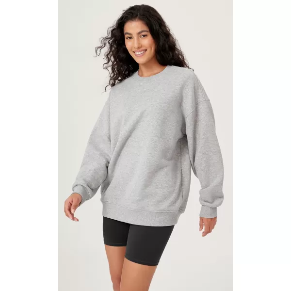 imageODODOS Womens Fleece Lined Oversized Sweatshirts Long Sleeve Crew Neck Pullover TopHeather Grey