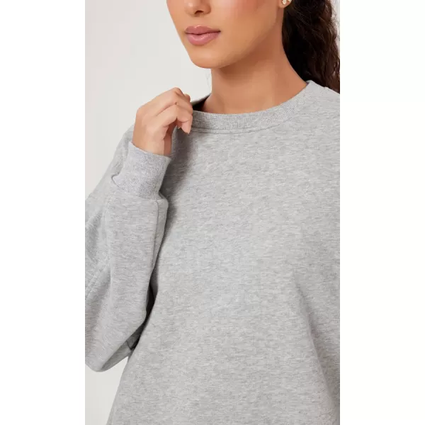 imageODODOS Womens Fleece Lined Oversized Sweatshirts Long Sleeve Crew Neck Pullover TopHeather Grey
