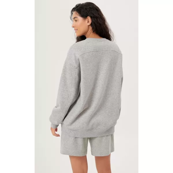 imageODODOS Womens Fleece Lined Oversized Sweatshirts Long Sleeve Crew Neck Pullover TopHeather Grey