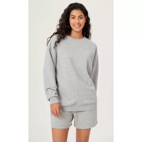 imageODODOS Womens Fleece Lined Oversized Sweatshirts Long Sleeve Crew Neck Pullover TopHeather Grey