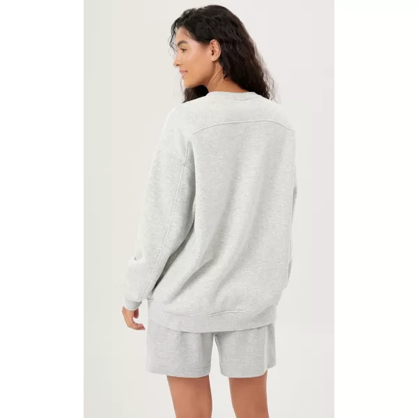 imageODODOS Womens Fleece Lined Oversized Sweatshirts Long Sleeve Crew Neck Pullover TopHeather White