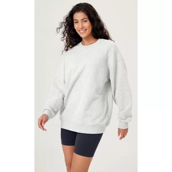 imageODODOS Womens Fleece Lined Oversized Sweatshirts Long Sleeve Crew Neck Pullover TopHeather White