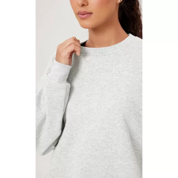 imageODODOS Womens Fleece Lined Oversized Sweatshirts Long Sleeve Crew Neck Pullover TopHeather White