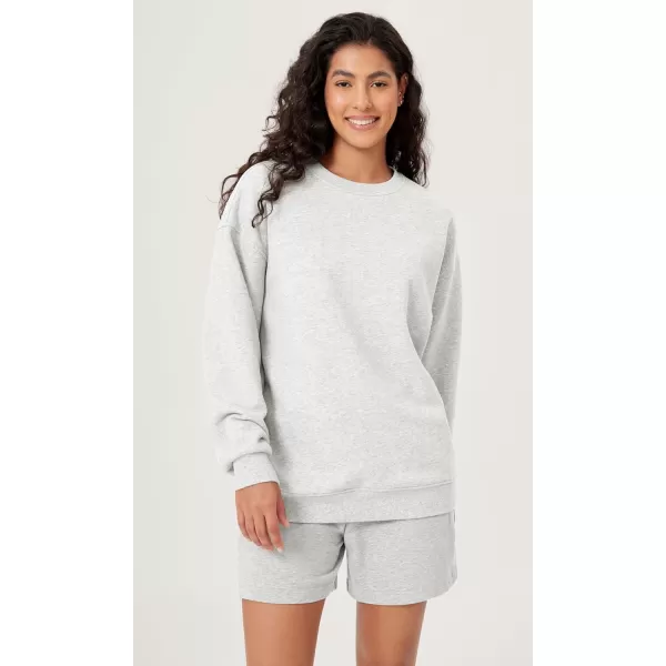 imageODODOS Womens Fleece Lined Oversized Sweatshirts Long Sleeve Crew Neck Pullover TopHeather White
