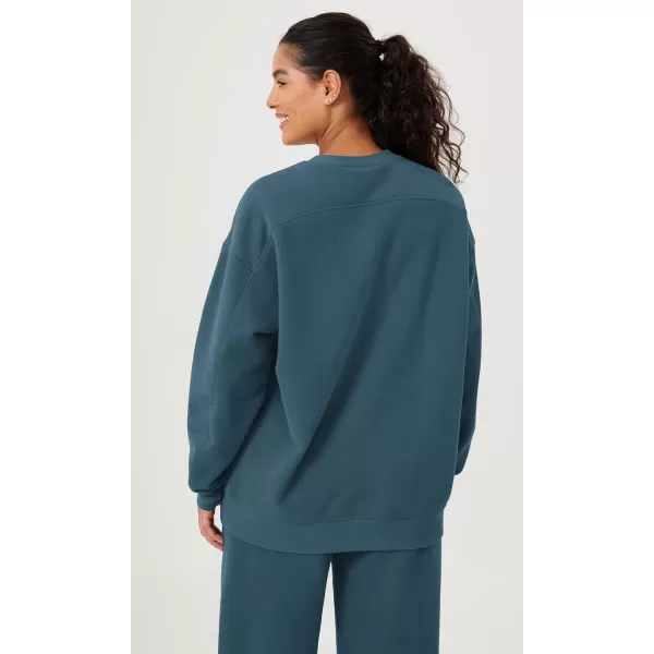 imageODODOS Womens Fleece Lined Oversized Sweatshirts Long Sleeve Crew Neck Pullover TopInk Blue