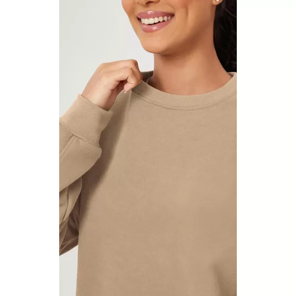 imageODODOS Womens Fleece Lined Oversized Sweatshirts Long Sleeve Crew Neck Pullover TopKhaki