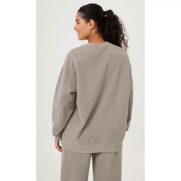 imageODODOS Womens Fleece Lined Oversized Sweatshirts Long Sleeve Crew Neck Pullover TopMushroom