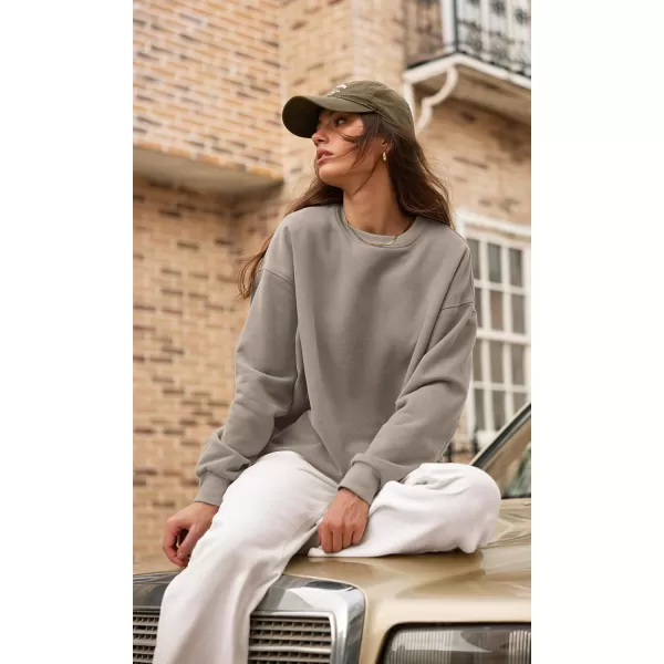 imageODODOS Womens Fleece Lined Oversized Sweatshirts Long Sleeve Crew Neck Pullover TopMushroom