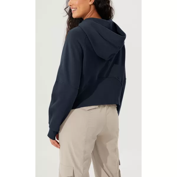 imageODODOS Womens Full Zipper Hoodies Fleece Lined Cropped Sweatshirts Pullover Long Sleeve Sweater Thumb HoleDeep Navy
