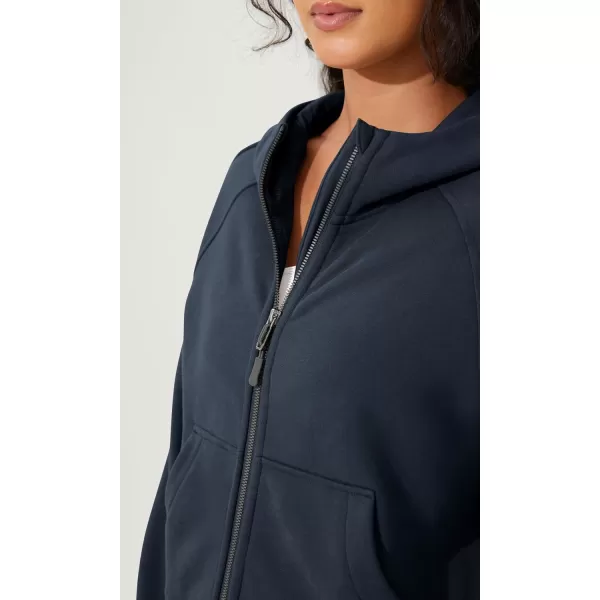 imageODODOS Womens Full Zipper Hoodies Fleece Lined Cropped Sweatshirts Pullover Long Sleeve Sweater Thumb HoleDeep Navy