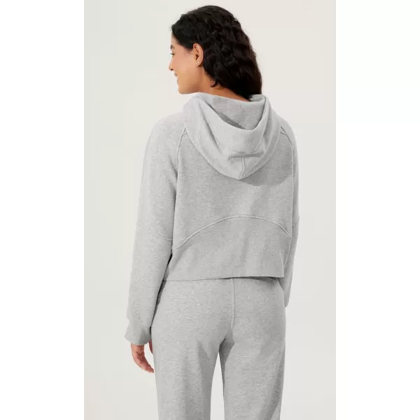 imageODODOS Womens Full Zipper Hoodies Fleece Lined Cropped Sweatshirts Pullover Long Sleeve Sweater Thumb HoleHeather Grey
