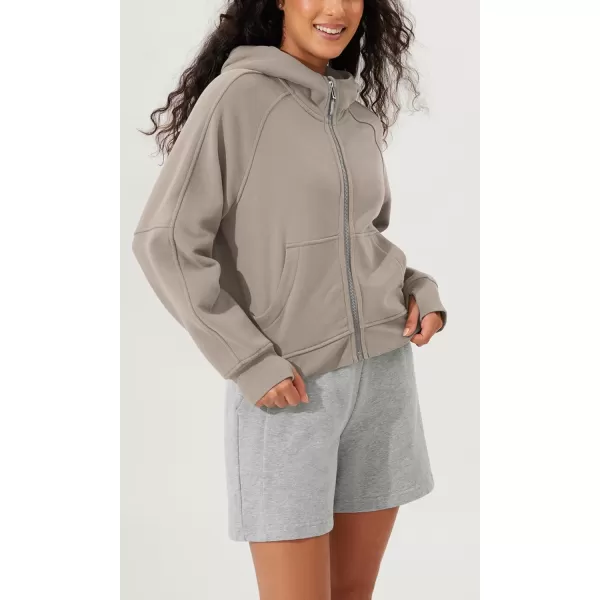imageODODOS Womens Full Zipper Hoodies Fleece Lined Cropped Sweatshirts Pullover Long Sleeve Sweater Thumb HoleMushroom