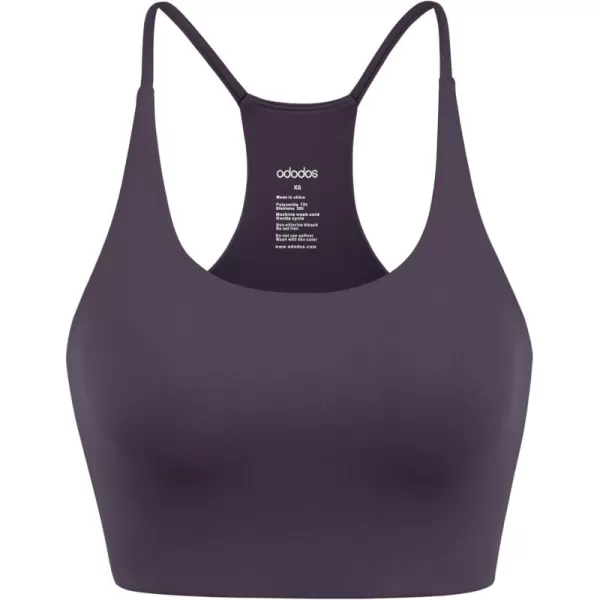 imageODODOS Halter Sports Bra for Women Non Padded Strappy Cropped Tops Workout Yoga CropDark Purple