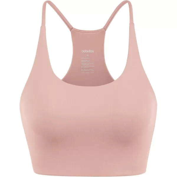 imageODODOS Halter Sports Bra for Women Non Padded Strappy Cropped Tops Workout Yoga CropDusty Pink