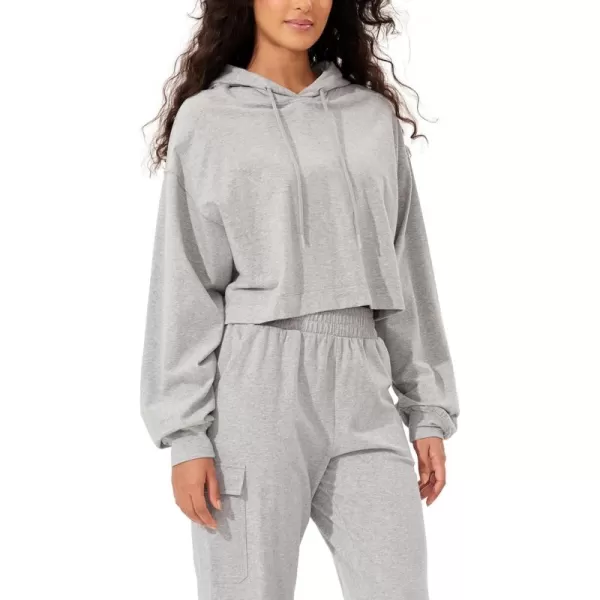 imageODODOS Womens Cropped Hoodies Cotton Soft Long Sleeve Pullover Crop Hooded SweatshirtsHeather Gray
