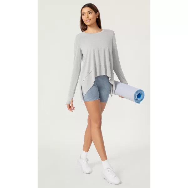 imageODODOS Long Sleeve Tee for Women with Thumb Hole Modal Soft Athletic Gym Workout Tops Yoga ShirtsHeather Greywashed