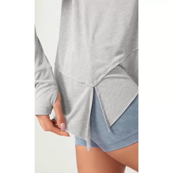 imageODODOS Long Sleeve Tee for Women with Thumb Hole Modal Soft Athletic Gym Workout Tops Yoga ShirtsHeather Greywashed