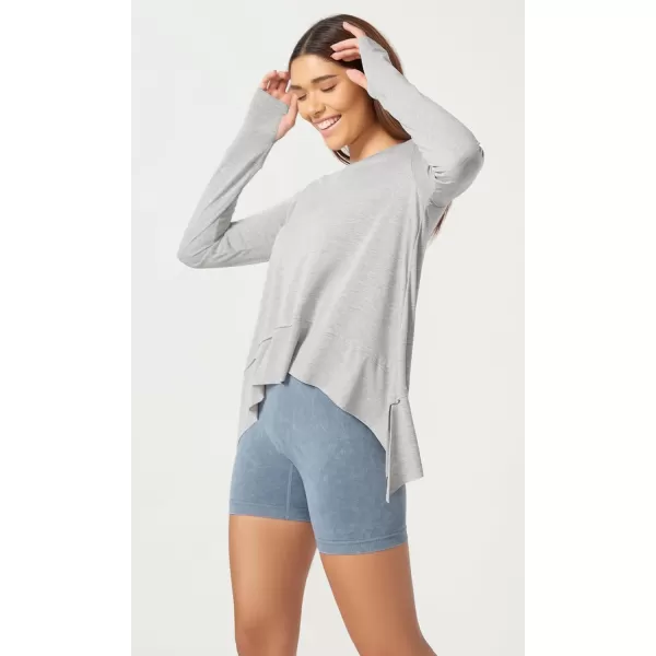 imageODODOS Long Sleeve Tee for Women with Thumb Hole Modal Soft Athletic Gym Workout Tops Yoga ShirtsHeather Greywashed