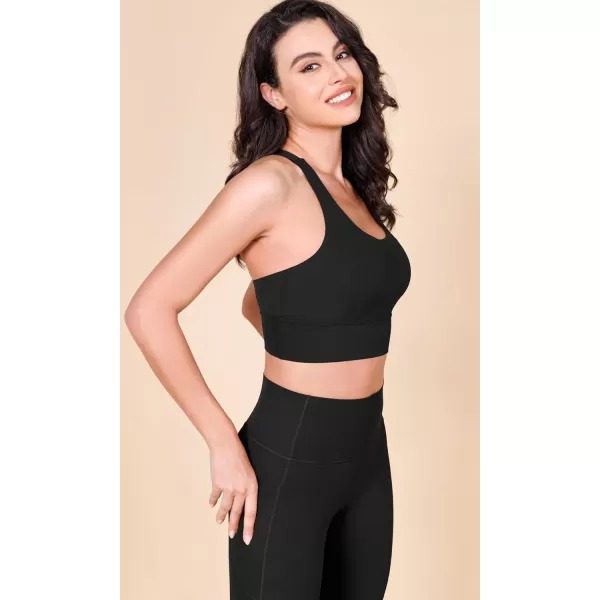 imageODODOS ODLEX Halter Sports Bra for Women Padded Wirefree Y Racerback Workout Yoga BraBlack