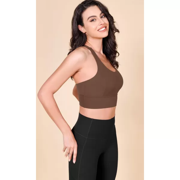 imageODODOS ODLEX Halter Sports Bra for Women Padded Wirefree Y Racerback Workout Yoga BraBrunette