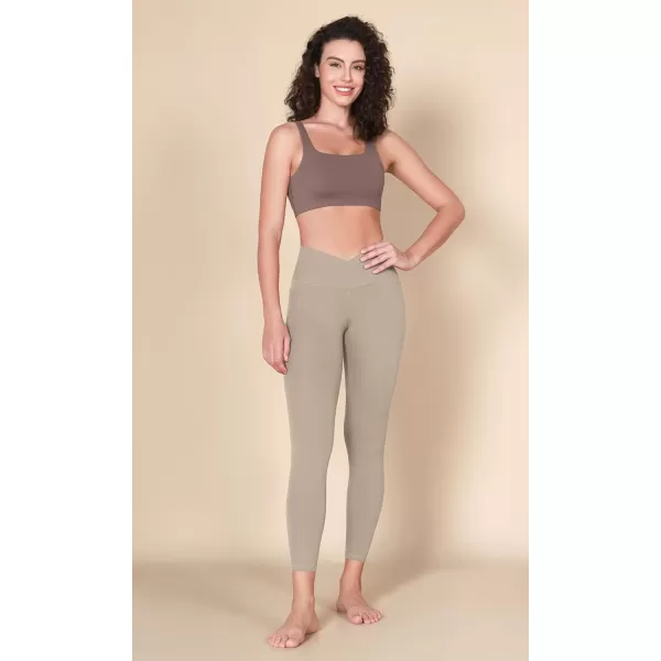 imageODODOS Square Neck Sports Bra for Women Wirefree Non Padded Yoga Tank Workout Crop TopsPurple Taupe