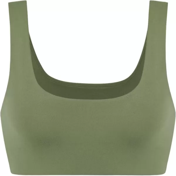 imageODODOS Square Neck Sports Bra for Women Wirefree Non Padded Yoga Tank Workout Crop TopsDark Olive