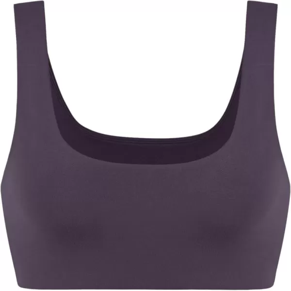 imageODODOS Square Neck Sports Bra for Women Wirefree Non Padded Yoga Tank Workout Crop TopsDark Purple