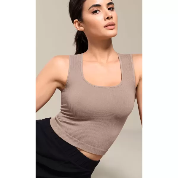 imageODODOS Seamless Square Neck Tank for Women Ribbed Soft Sleeveless Longline Crop TopsSphinx