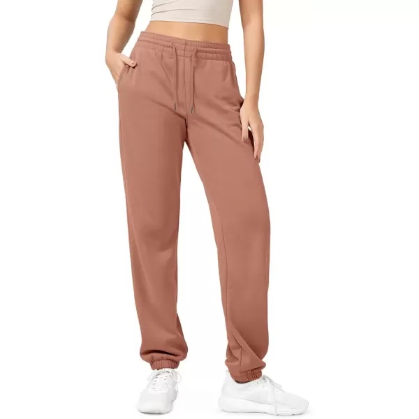 imageODODOS Womens Sweatpants Cotton French Terry High Waist Drawstring Casual Lounge Pants with PocketsMuted Clay