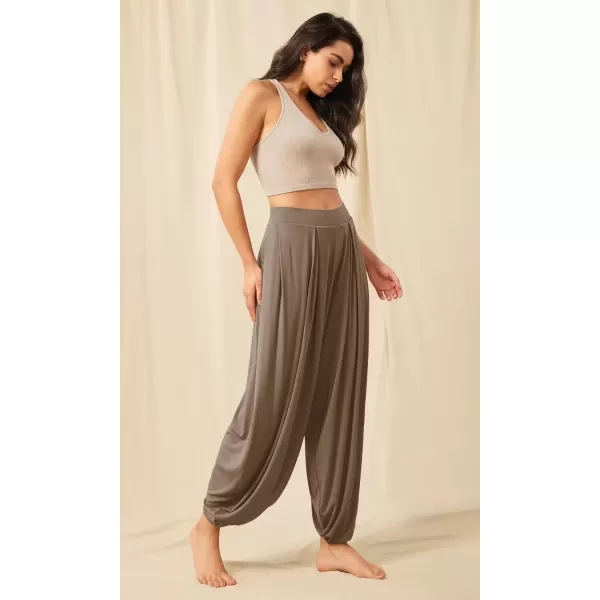 imageODODOS Womens Wide Leg Pants with Pockets Lightweight Loose Draped Casual Palazzo Lounge Pajama Harem PantsBrownie