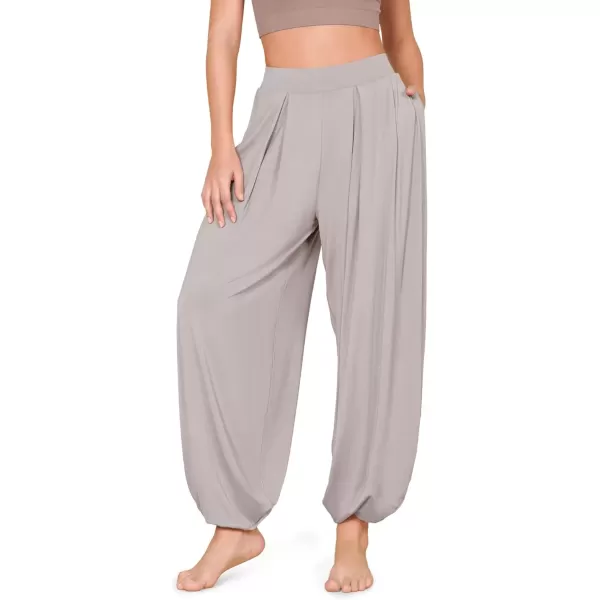 imageODODOS Womens Wide Leg Pants with Pockets Lightweight Loose Draped Casual Palazzo Lounge Pajama Harem PantsLight Beige