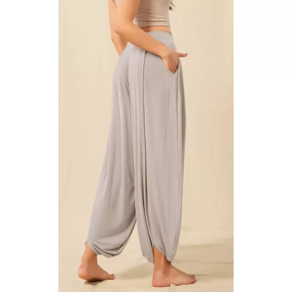 imageODODOS Womens Wide Leg Pants with Pockets Lightweight Loose Draped Casual Palazzo Lounge Pajama Harem PantsLight Beige