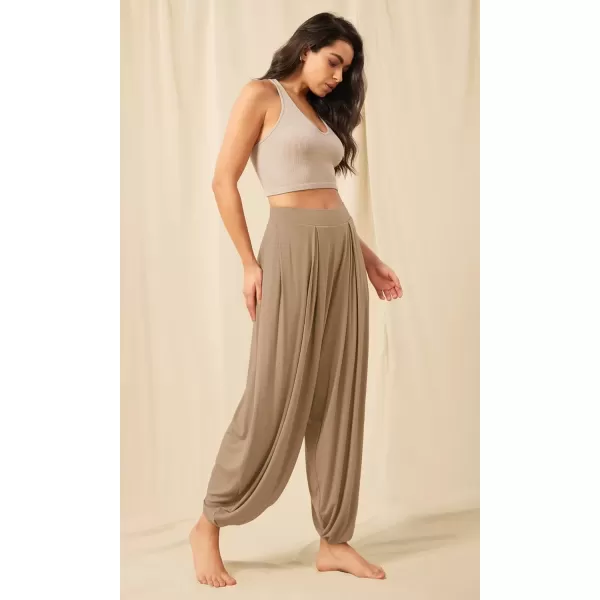 imageODODOS Womens Wide Leg Pants with Pockets Lightweight Loose Draped Casual Palazzo Lounge Pajama Harem PantsPeanut