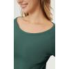 imageODODOS Womens PeachSoft All Day Long Sleeve Cropped TShirts Wide Scoop Neck Tee Casual TopsDark Green