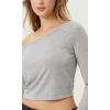 imageODODOS Womens PeachSoft All Day Long Sleeve Cropped TShirts Wide Scoop Neck Tee Casual TopsHeather Grey