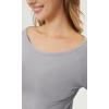 imageODODOS Womens PeachSoft All Day Long Sleeve Cropped TShirts Wide Scoop Neck Tee Casual TopsLight Gray