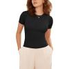 imageODODOS Thin Soft Short Sleeve Tee for Women Crew Neck Lightweight Slim Fit TShirts Summer Crop TopsBlack