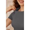 imageODODOS Thin Soft Short Sleeve Tee for Women Crew Neck Lightweight Slim Fit TShirts Summer Crop TopsCharcoal