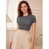 imageODODOS Thin Soft Short Sleeve Tee for Women Crew Neck Lightweight Slim Fit TShirts Summer Crop TopsCharcoal
