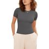 imageODODOS Thin Soft Short Sleeve Tee for Women Crew Neck Lightweight Slim Fit TShirts Summer Crop TopsCharcoal