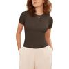imageODODOS Thin Soft Short Sleeve Tee for Women Crew Neck Lightweight Slim Fit TShirts Summer Crop TopsDark Brown