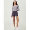 imageODODOS Womens Boat Neck VWaist Cropped Shirts PeachSoft All Day Comfort Long Sleeve TopsLight Gray