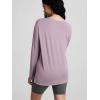 imageODODOS Womens PeachSoft Boat Neck Long Sleeve Shirts Side Slit Relaxed Fit Casual Yoga TopsLavender
