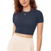 imageODODOS Thin Soft Short Sleeve Tee for Women Crew Neck Lightweight Slim Fit TShirts Summer Crop TopsNavy