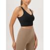 imageODODOS Womens Longline UBack Sports Bra VNeck Padded Yoga Workout Wirefree Tank TopBlack