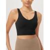 imageODODOS Womens Longline UBack Sports Bra VNeck Padded Yoga Workout Wirefree Tank TopBlack