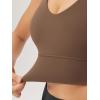 imageODODOS Womens Longline UBack Sports Bra VNeck Padded Yoga Workout Wirefree Tank TopBrunette