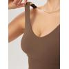 imageODODOS Womens Longline UBack Sports Bra VNeck Padded Yoga Workout Wirefree Tank TopBrunette