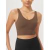 imageODODOS Womens Longline UBack Sports Bra VNeck Padded Yoga Workout Wirefree Tank TopBrunette